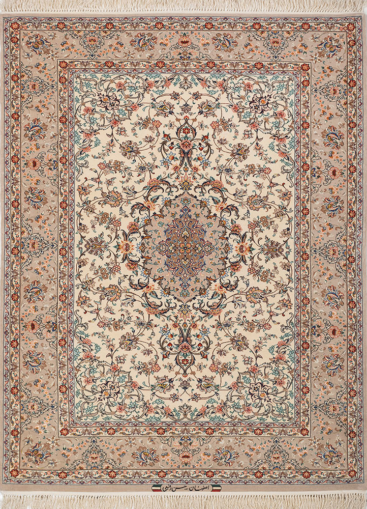 gulmarg red and orange wool and silk hand knotted Rug - HeadShot