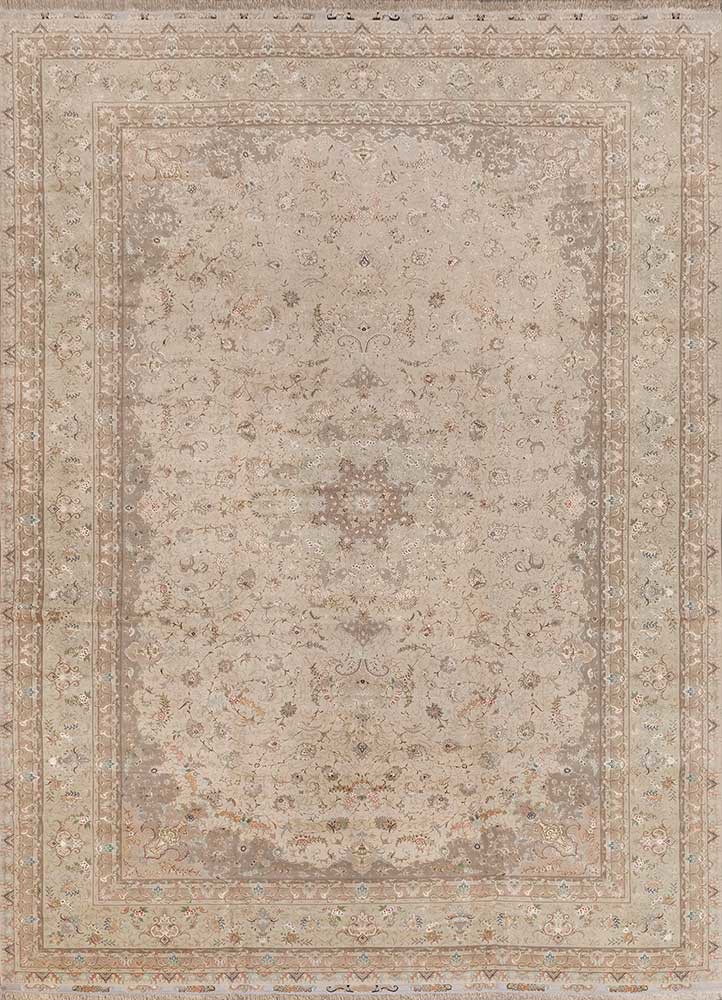 aalam red and orange wool and silk hand knotted Rug - HeadShot