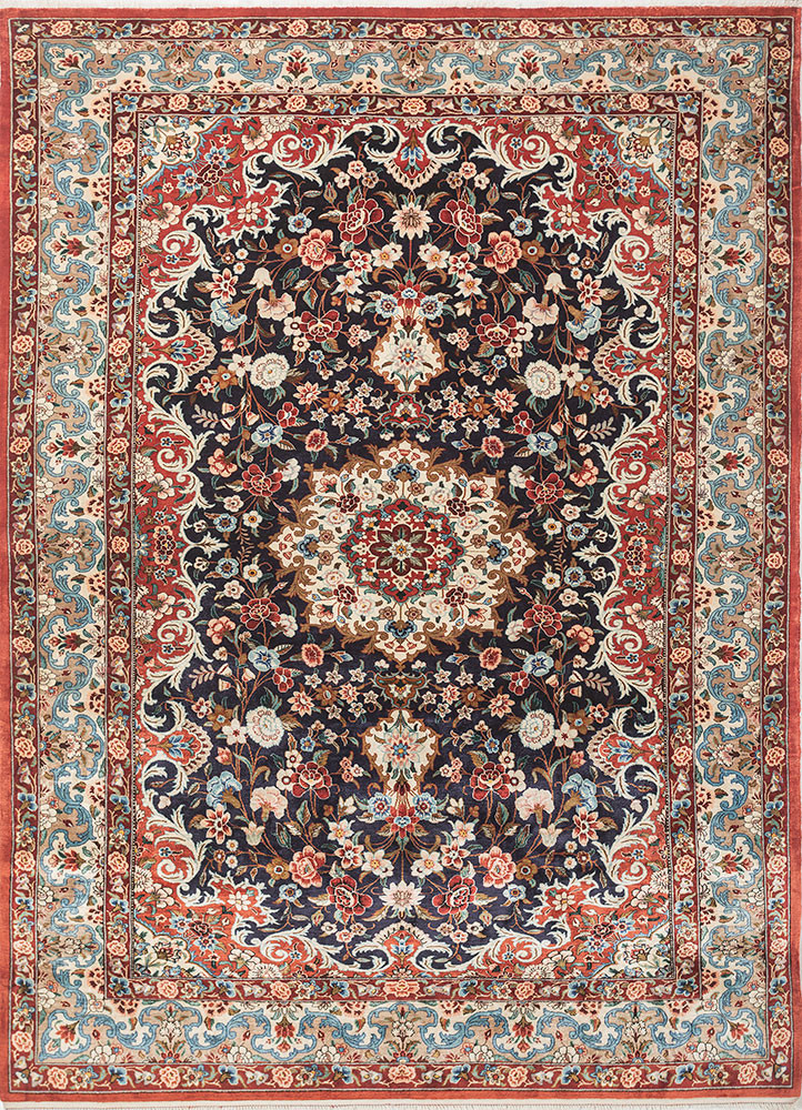 gulmarg red and orange silk hand knotted Rug - HeadShot gulmarg red and orange silk hand knotted Rug - HeadShot