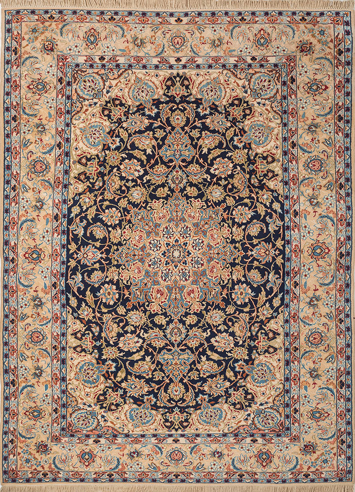 aalam red and orange wool hand knotted Rug - HeadShot