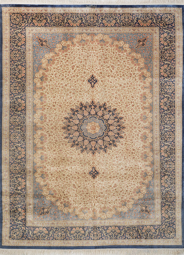 gulmarg blue silk hand knotted Rug - HeadShot gulmarg blue silk hand knotted Rug - HeadShot