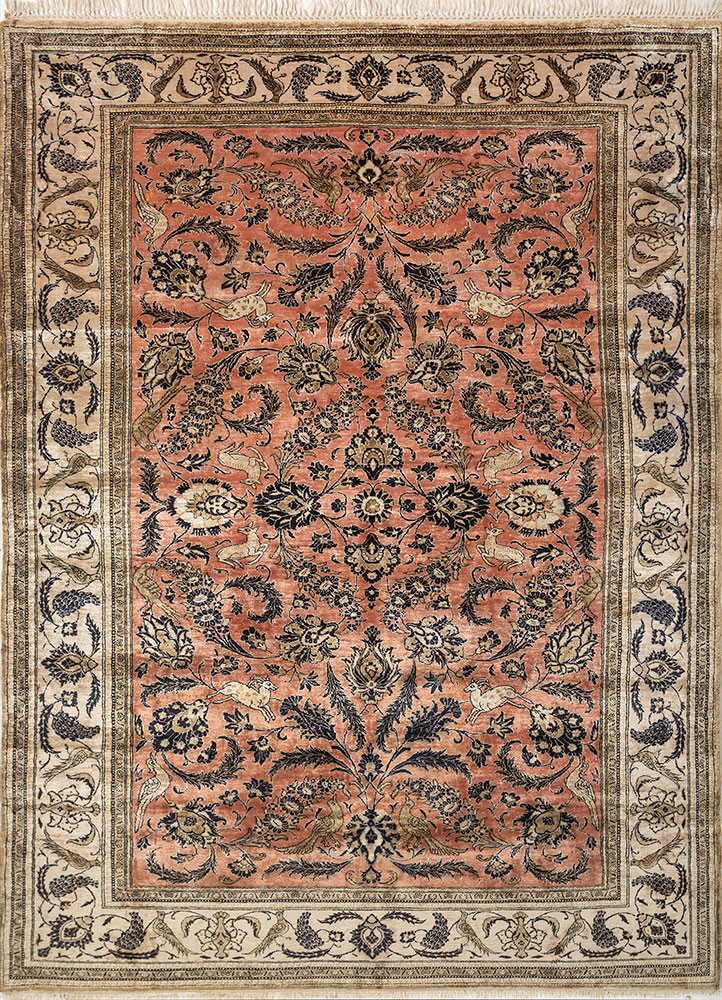gulmarg green silk hand knotted Rug - HeadShot gulmarg green silk hand knotted Rug - HeadShot