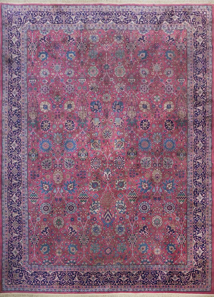 aalam red and orange wool hand knotted Rug - HeadShot