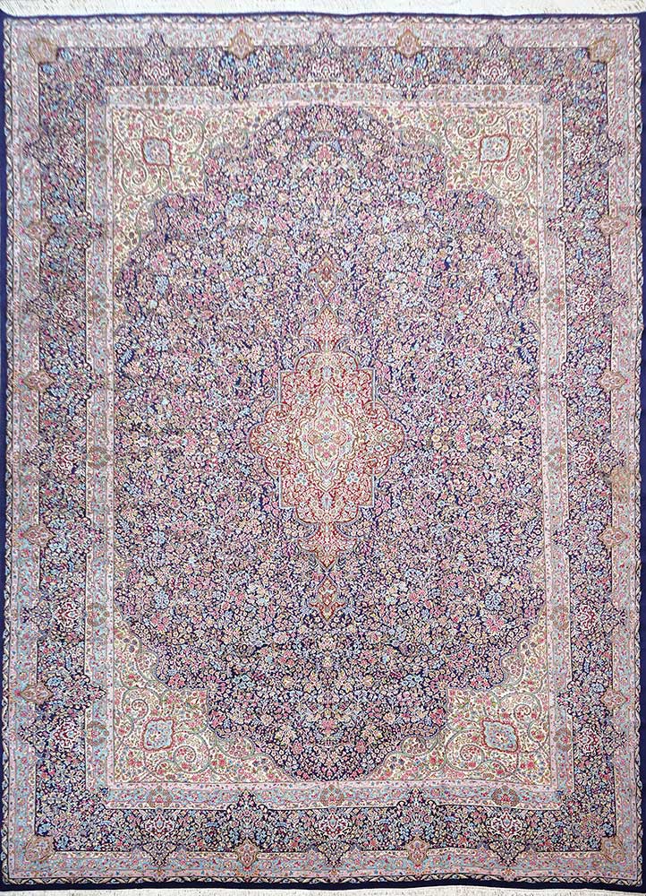 aalam red and orange wool hand knotted Rug - HeadShot