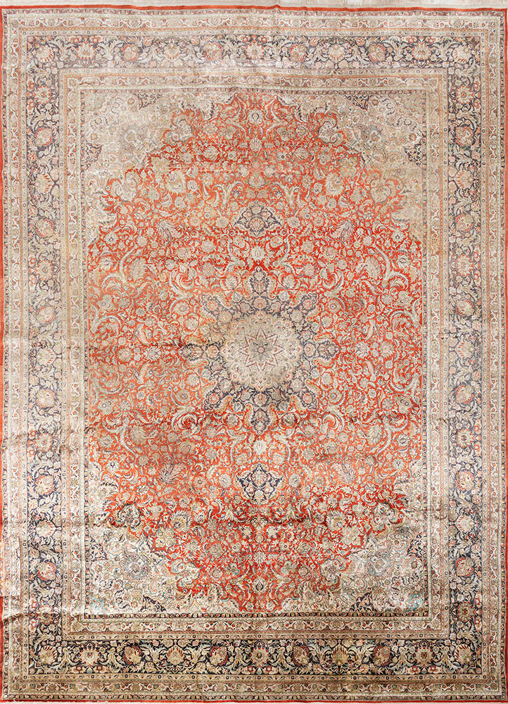 gulmarg red and orange silk hand knotted Rug - HeadShot gulmarg red and orange silk hand knotted Rug - HeadShot