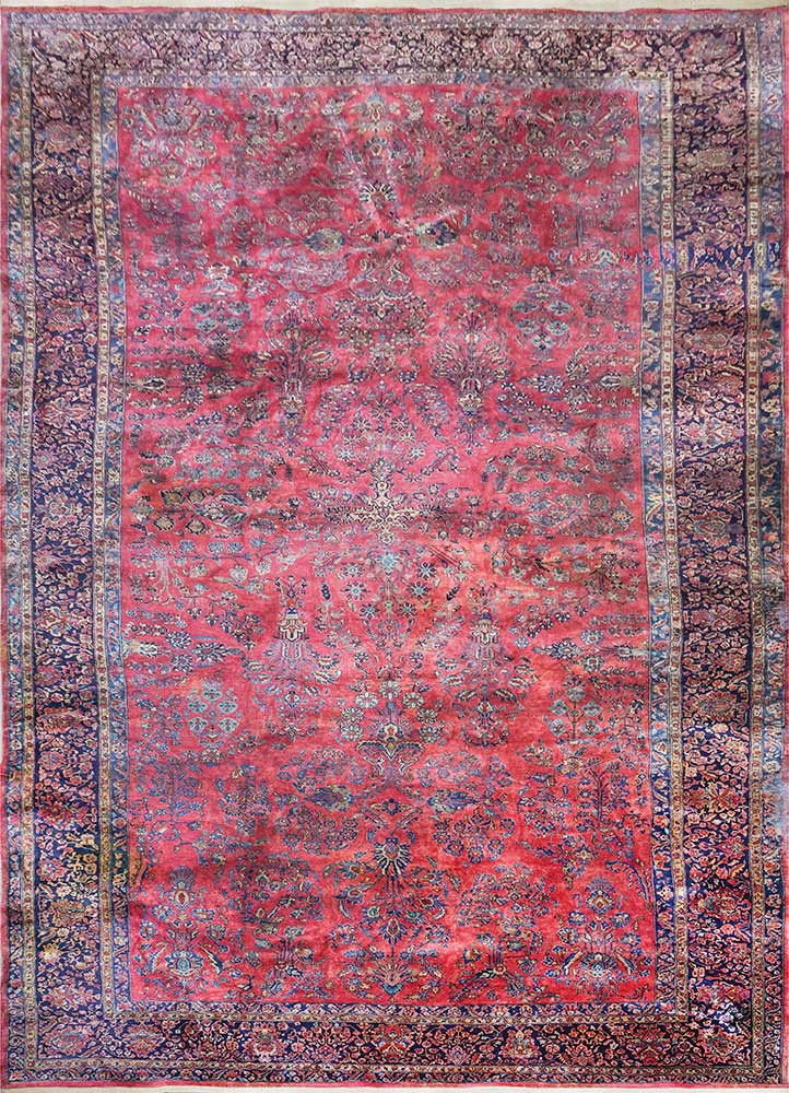 aalam red and orange wool hand knotted Rug - HeadShot aalam red and orange wool hand knotted Rug - HeadShot