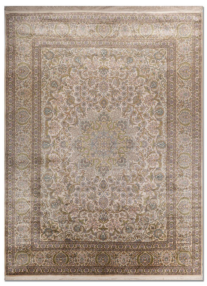 gulmarg green silk hand knotted Rug - HeadShot gulmarg green silk hand knotted Rug - HeadShot