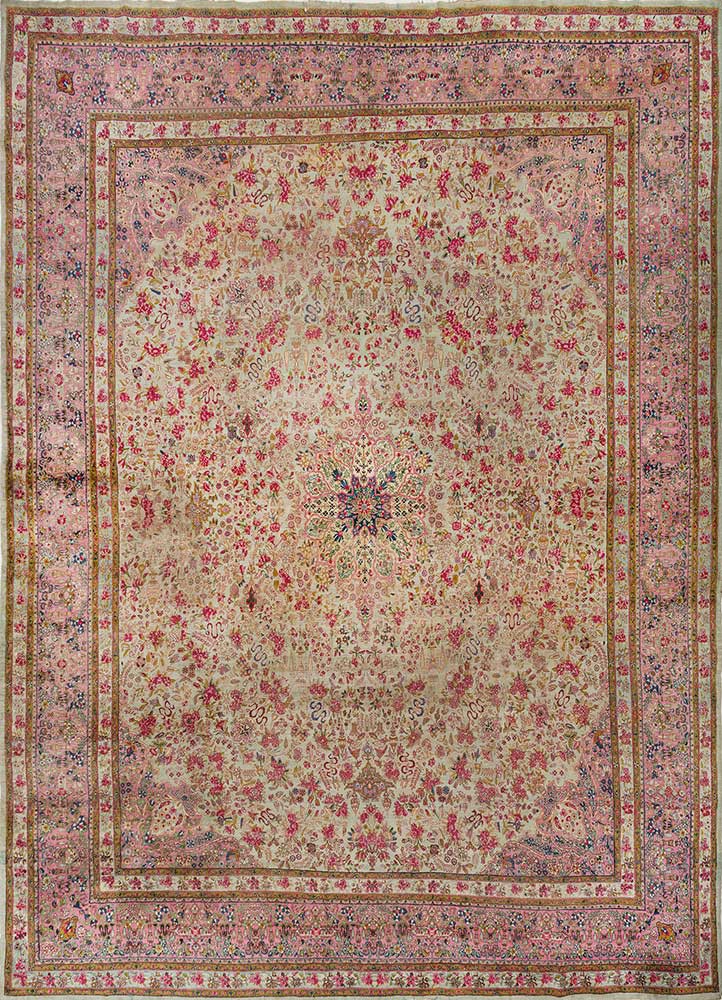 aalam green wool hand knotted Rug - HeadShot
