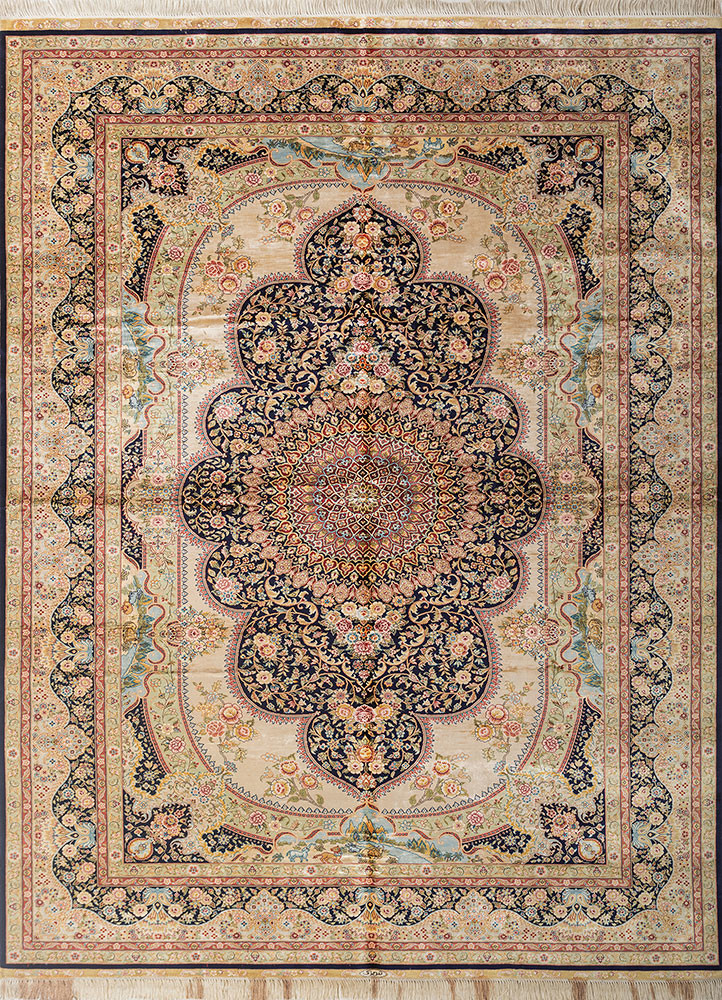 gulmarg blue silk hand knotted Rug - HeadShot gulmarg blue silk hand knotted Rug - HeadShot