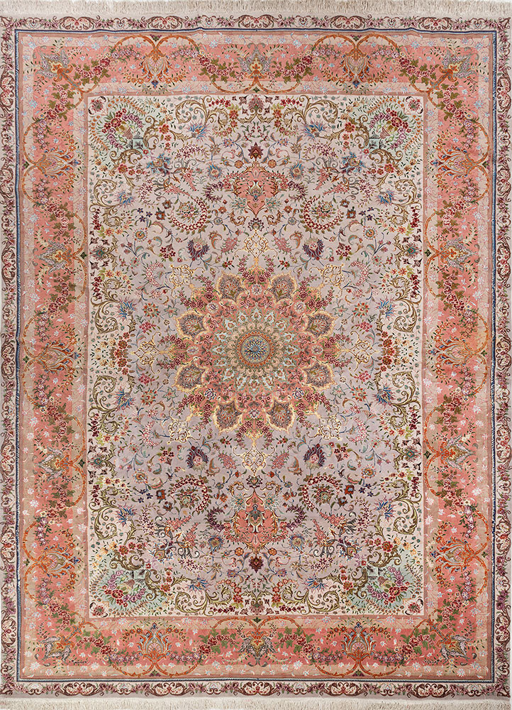 aalam pink and purple wool and silk hand knotted Rug - HeadShot aalam pink and purple wool and silk hand knotted Rug - HeadShot