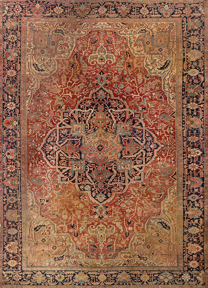 aalam red and orange wool hand knotted Rug - HeadShot aalam red and orange wool hand knotted Rug - HeadShot