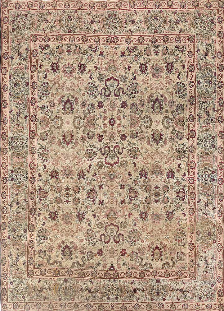 aalam green wool hand knotted Rug - HeadShot