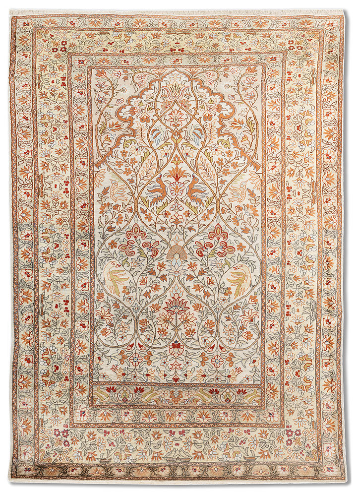 gulmarg gold silk hand knotted Rug - HeadShot