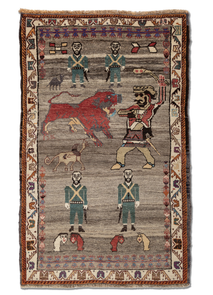 aprezo pink and purple wool hand knotted Rug - HeadShot