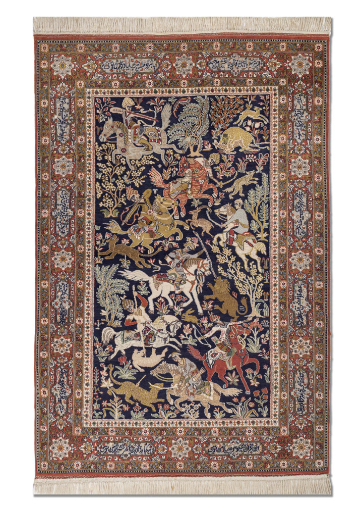 aprezo blue wool hand knotted Rug - HeadShot