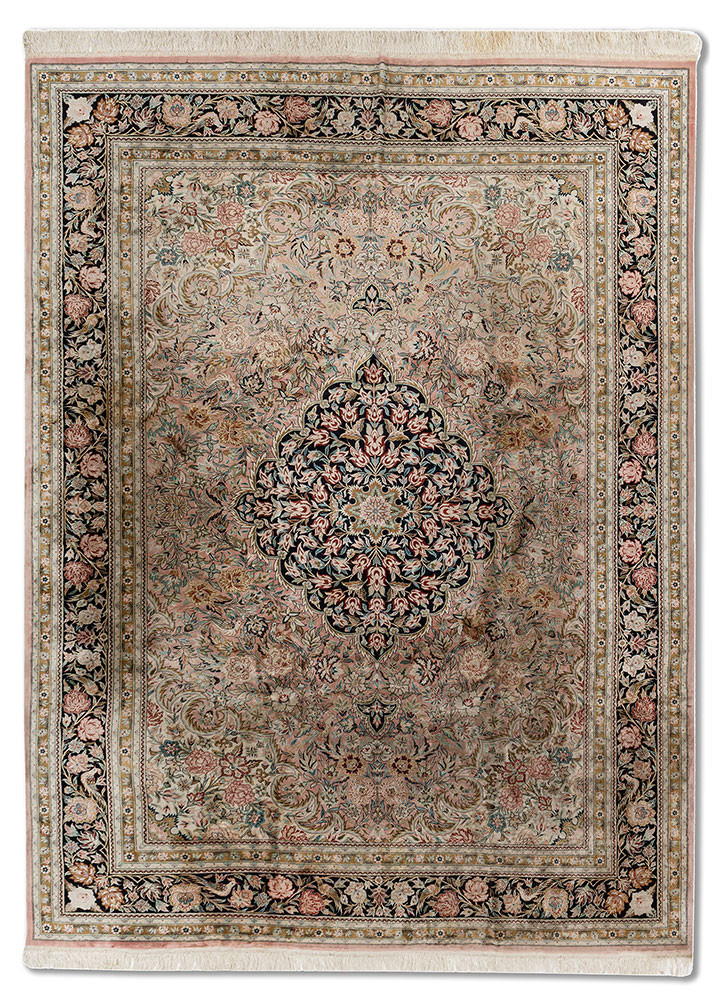 gulmarg pink and purple silk hand knotted Rug - HeadShot gulmarg pink and purple silk hand knotted Rug - HeadShot