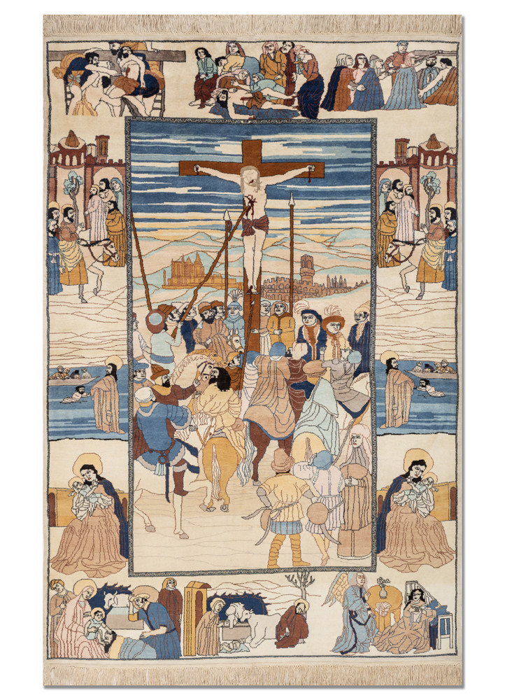 aprezo ivory wool hand knotted Rug - HeadShot