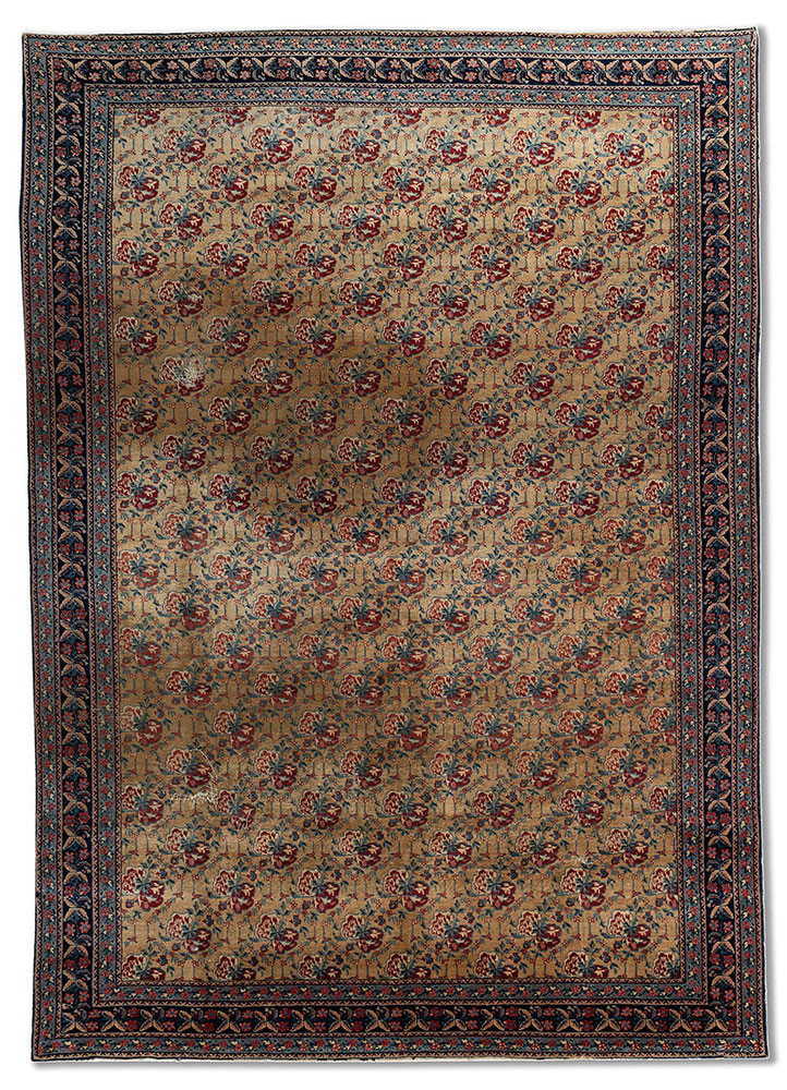 aalam blue wool hand knotted Rug - HeadShot