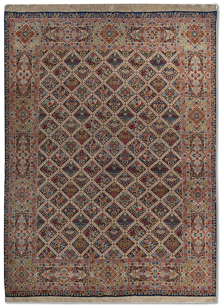 aalam red and orange wool hand knotted Rug - HeadShot