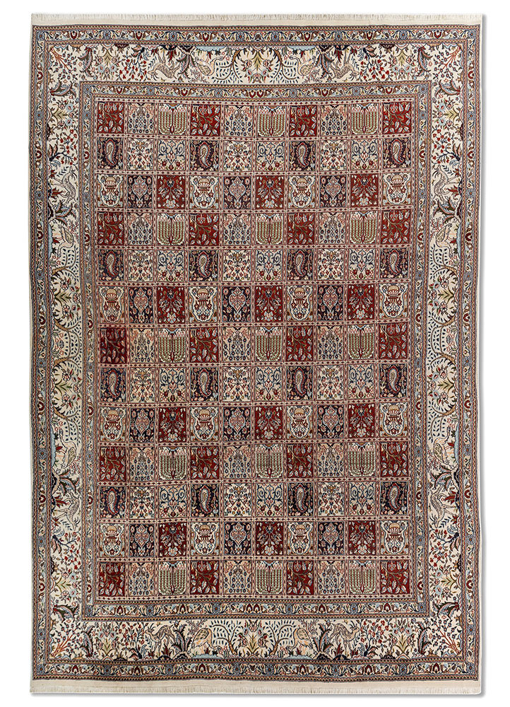 aalam ivory wool hand knotted Rug - HeadShot