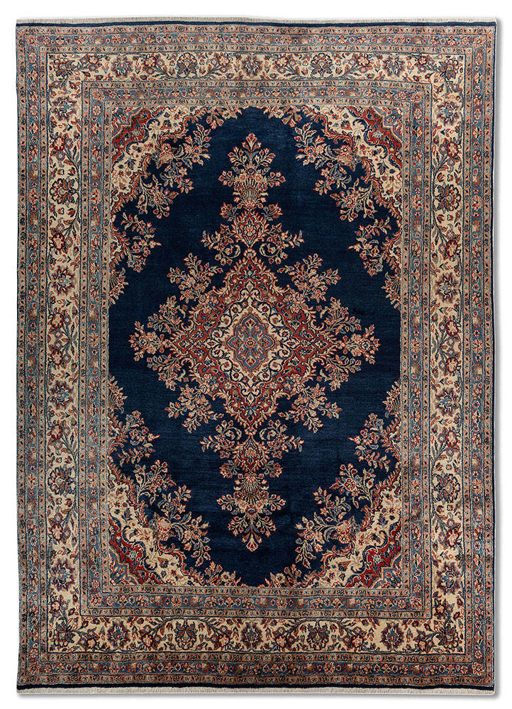 aalam blue wool hand knotted Rug - HeadShot aalam blue wool hand knotted Rug - HeadShot