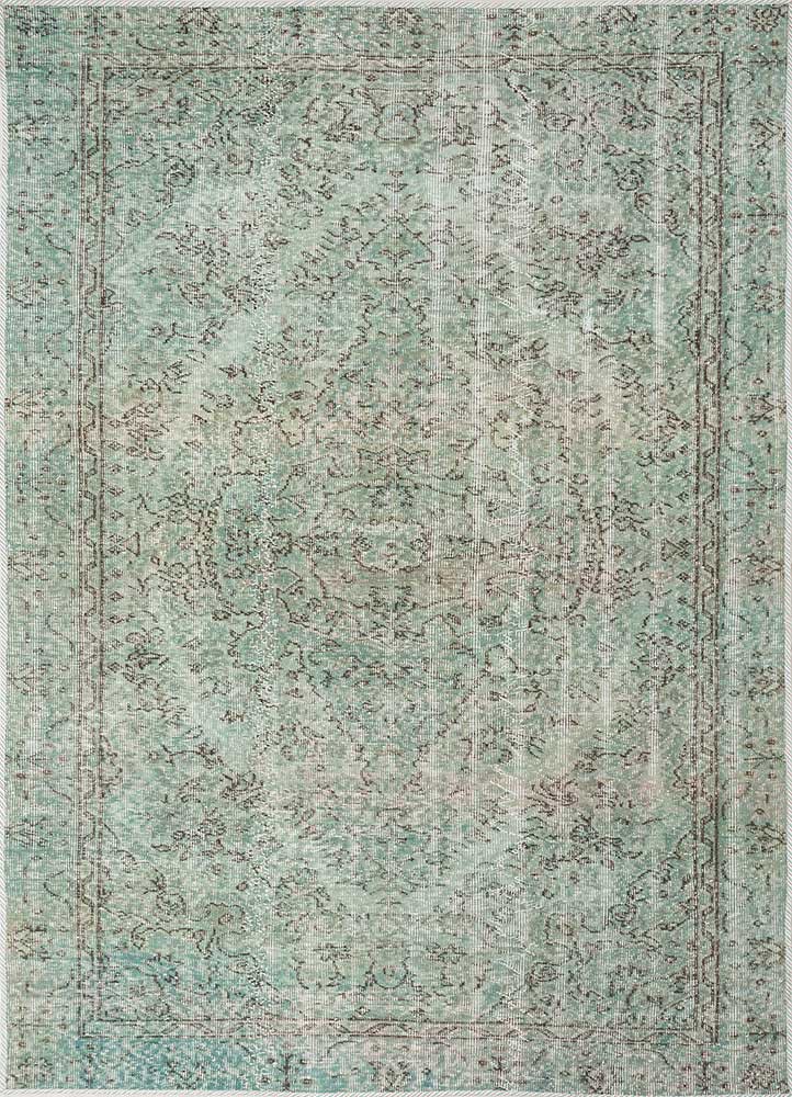 vintage blue wool hand knotted Rug - HeadShot
