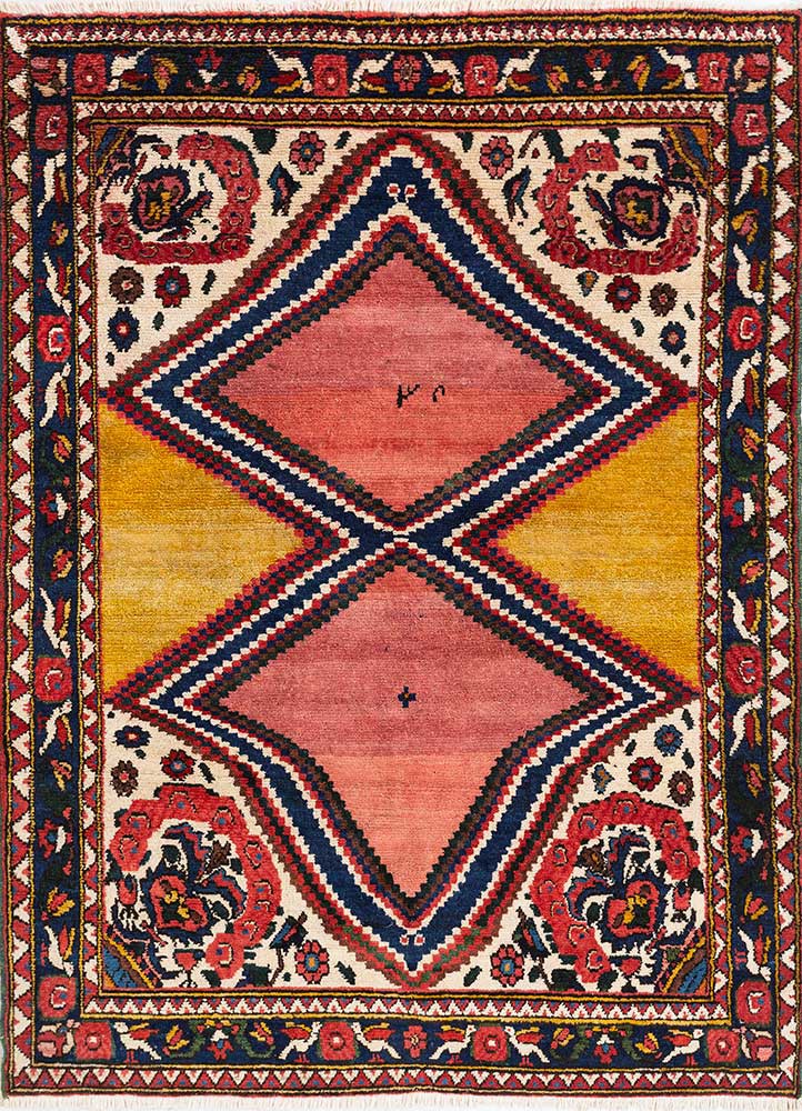 nuray red and orange wool hand knotted Rug - HeadShot