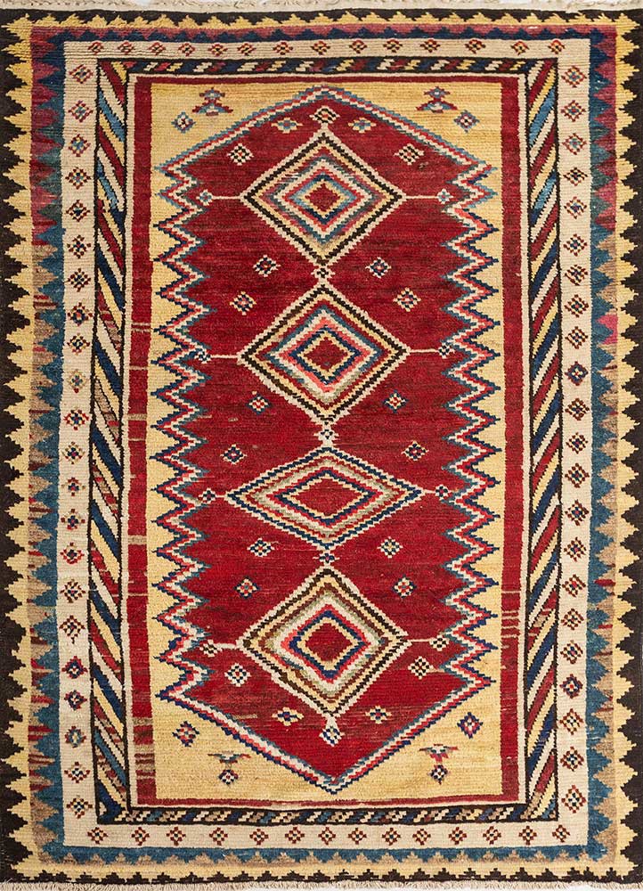 nuray red and orange wool hand knotted Rug - HeadShot