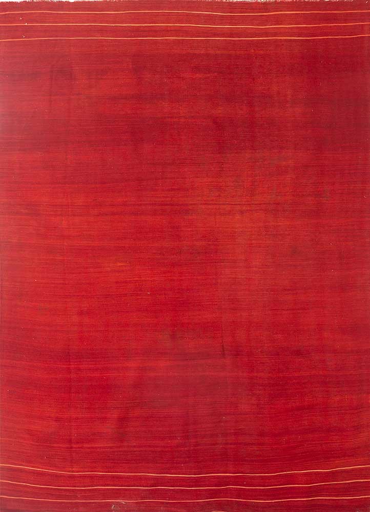 nayaab red and orange wool flat weaves Rug - HeadShot