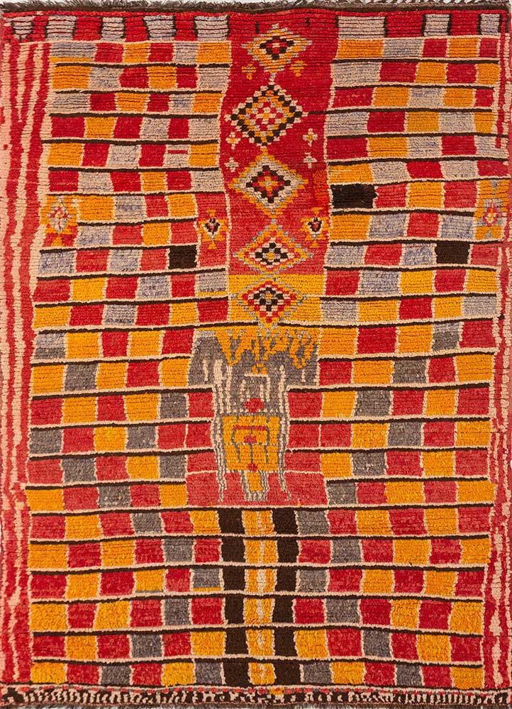 nayaab red and orange wool flat weaves Rug - HeadShot