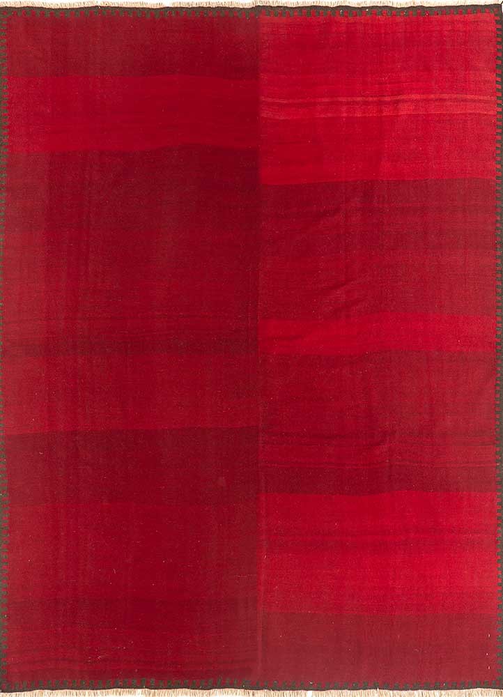 nayaab red and orange wool flat weaves Rug - HeadShot