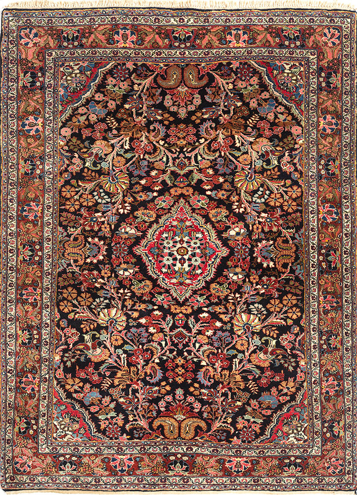 aalam grey and black wool hand knotted Rug - HeadShot