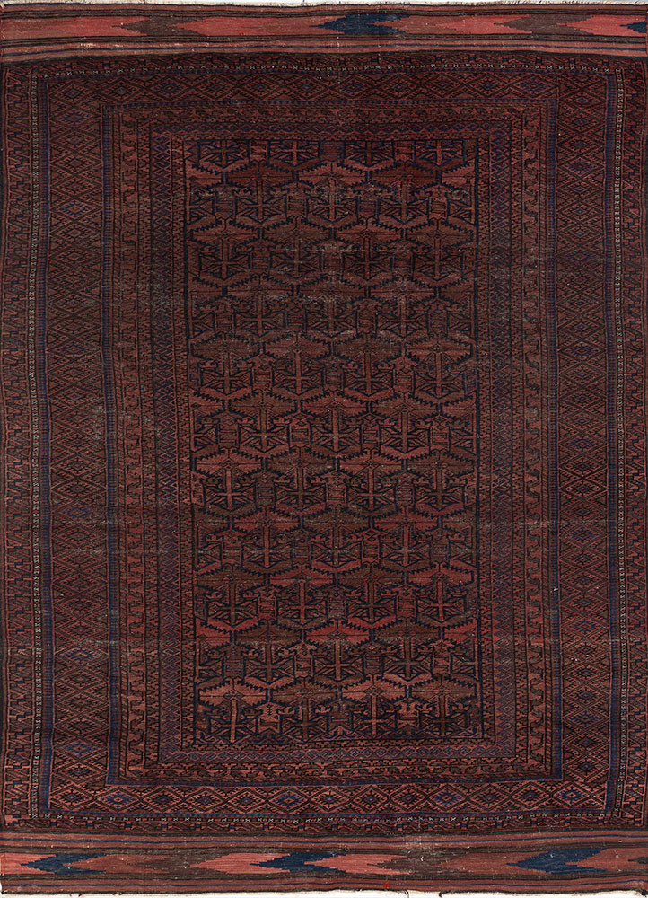 nuray red and orange wool hand knotted Rug - HeadShot