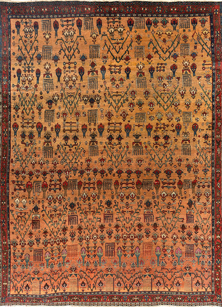 aalam red and orange wool hand knotted Rug - HeadShot aalam red and orange wool hand knotted Rug - HeadShot