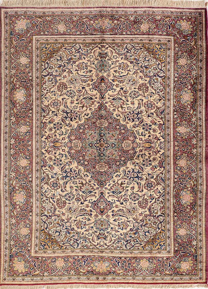 gulmarg blue silk hand knotted Rug - HeadShot
