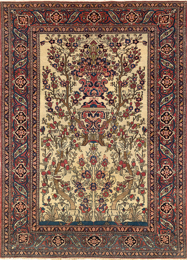 aalam gold wool hand knotted Rug - HeadShot