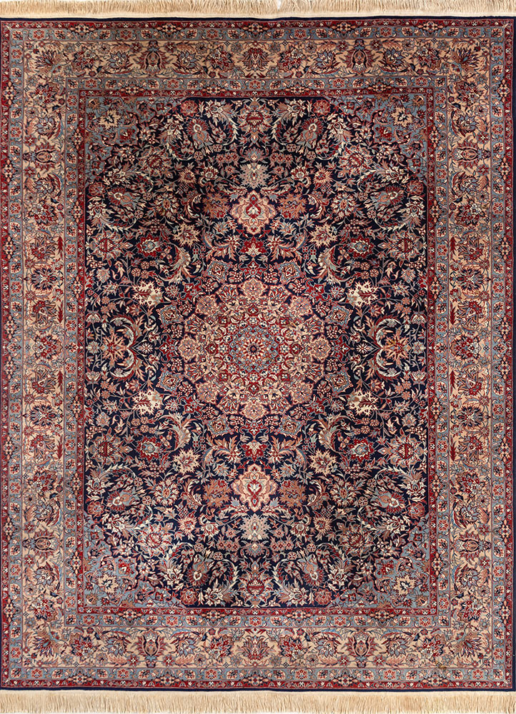 aalam blue wool hand knotted Rug - HeadShot aalam blue wool hand knotted Rug - HeadShot