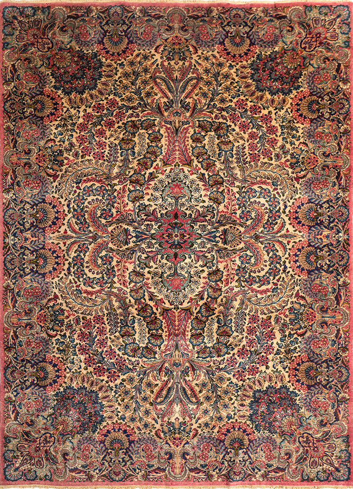 aalam ivory wool hand knotted Rug - HeadShot
