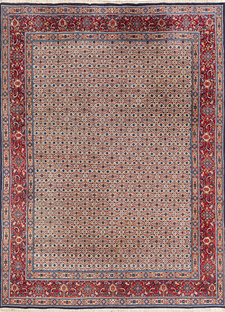 aalam ivory wool hand knotted Rug - HeadShot