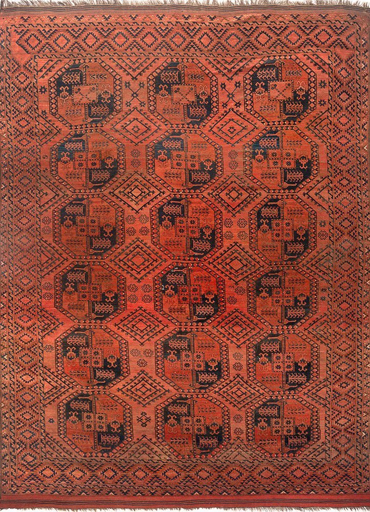 kiaan red and orange wool hand knotted Rug - HeadShot kiaan red and orange wool hand knotted Rug - HeadShot
