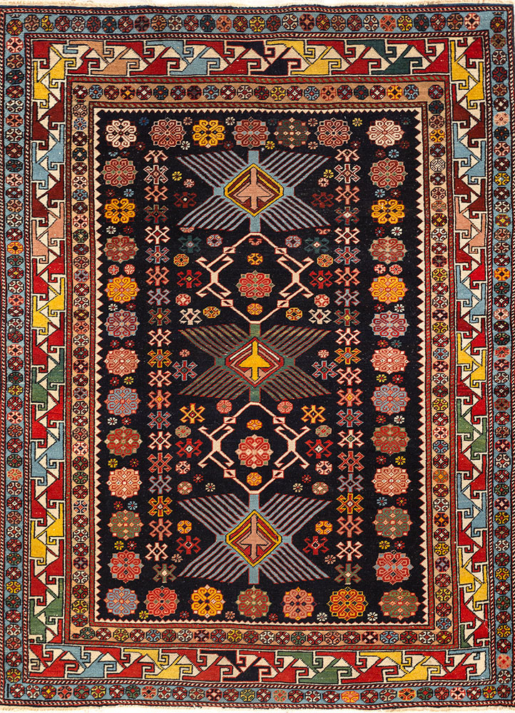 nuray blue wool hand knotted Rug - HeadShot