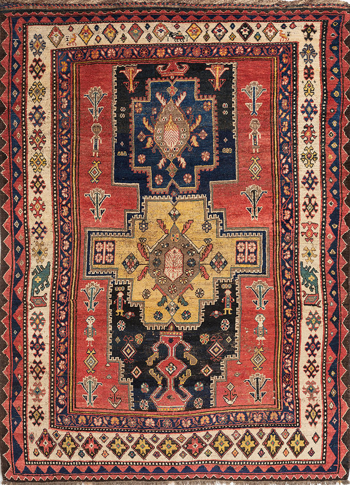 kiaan blue wool hand knotted Rug - HeadShot