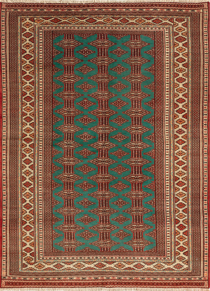 aalam green wool flat weaves Rug - HeadShot