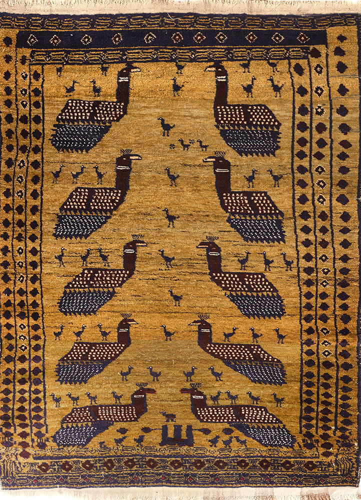 kiaan gold wool hand knotted Rug - HeadShot