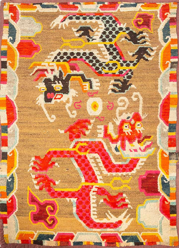 nayaab beige and brown wool flat weaves Rug - HeadShot