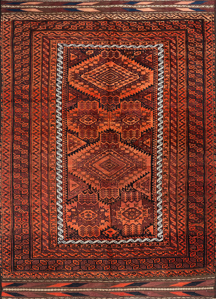 kiaan red and orange wool hand knotted Rug - HeadShot