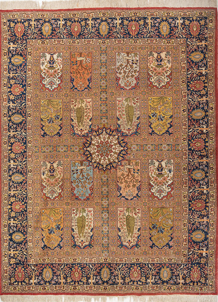 aalam red and orange wool hand knotted Rug - HeadShot aalam red and orange wool hand knotted Rug - HeadShot