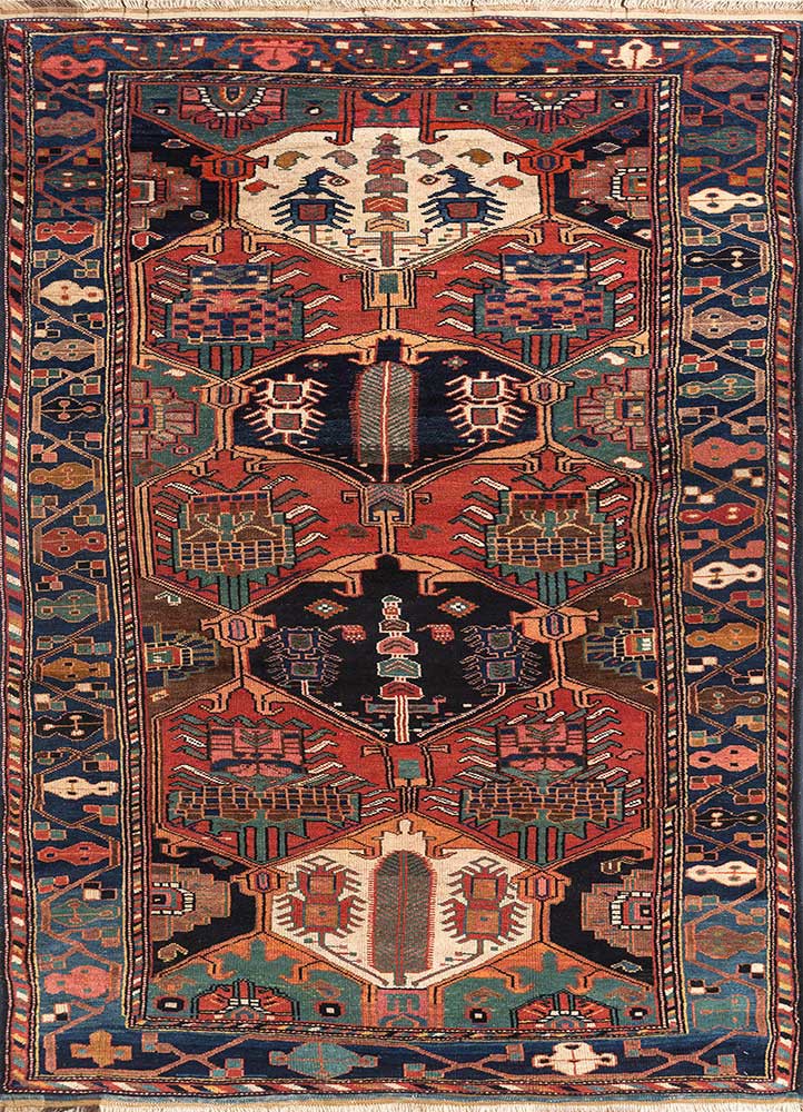 kiaan red and orange wool hand knotted Rug - HeadShot