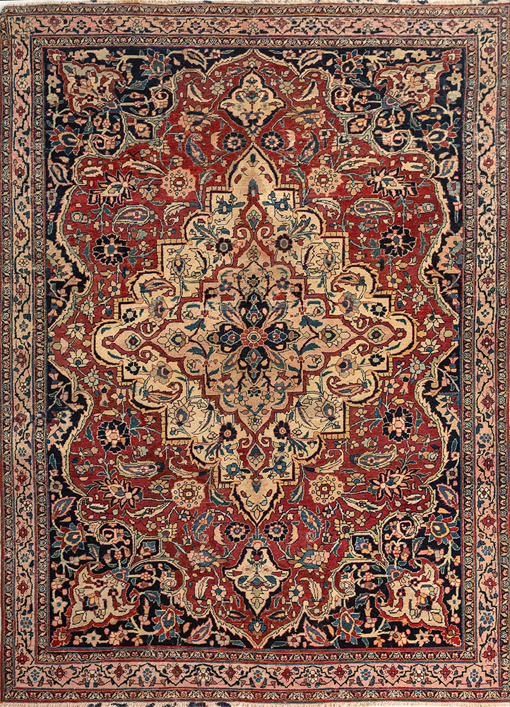 aalam red and orange wool hand knotted Rug - HeadShot aalam red and orange wool hand knotted Rug - HeadShot