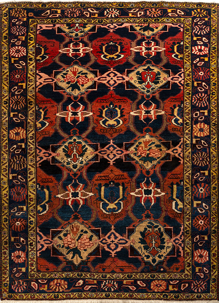 aalam blue wool hand knotted Rug - HeadShot